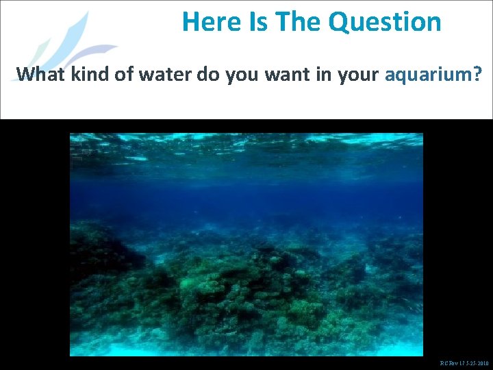 Here Is The Question What kind of water do you want in your aquarium?