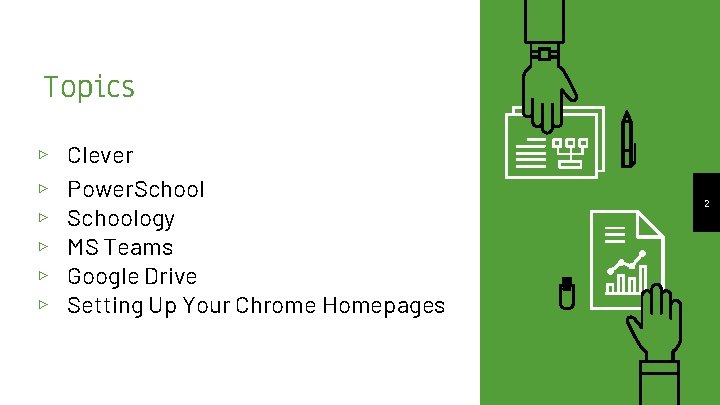 Topics ▹ ▹ ▹ Clever Power. Schoology MS Teams Google Drive Setting Up Your