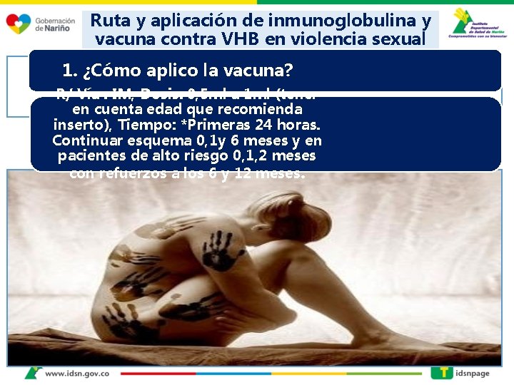 Ruta y aplicación de inmunoglobulina y vacuna contra VHB en violencia sexual 1. ¿Cómo