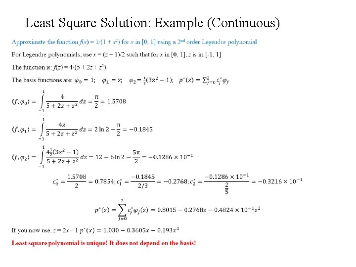 Least Square Solution: Example (Continuous) • 