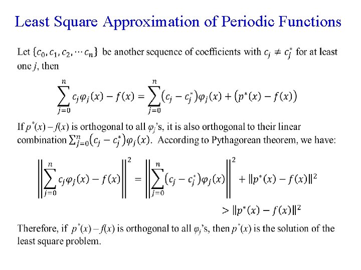 Least Square Approximation of Periodic Functions • 