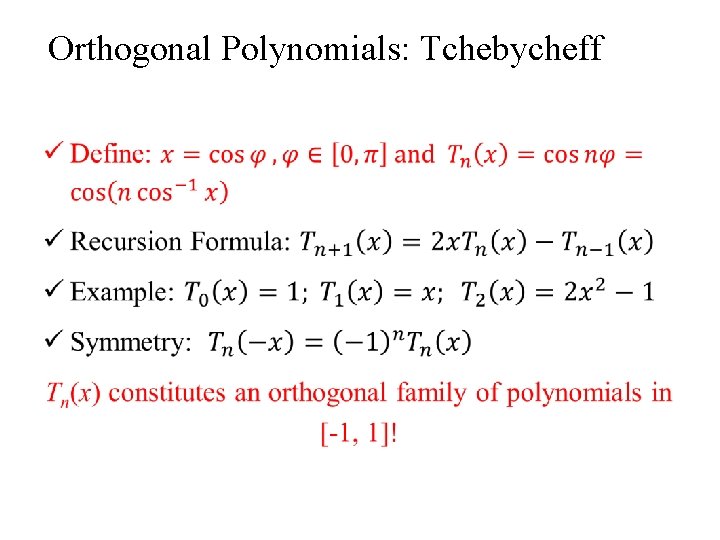 Orthogonal Polynomials: Tchebycheff • 