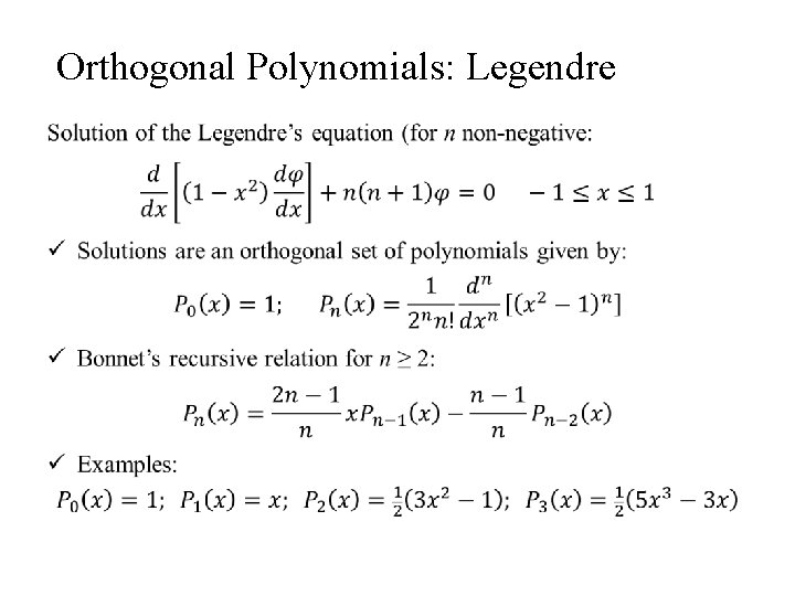 Orthogonal Polynomials: Legendre • 