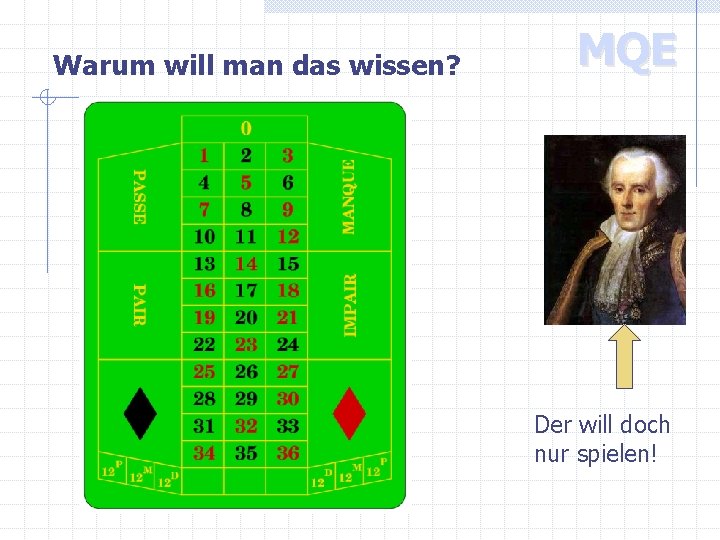 Warum will man das wissen? MQE Der will doch nur spielen! 