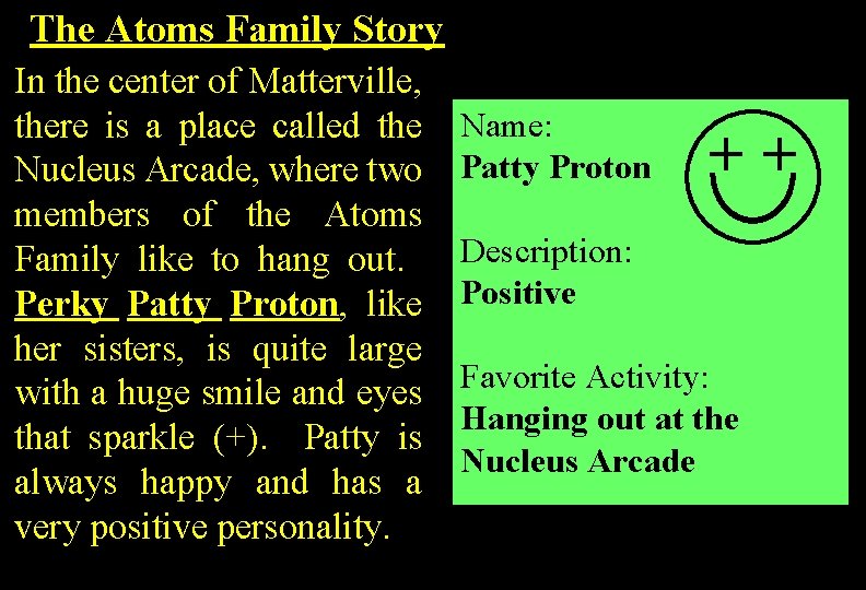 The Atoms Family Story In the center of Matterville, there is a place called