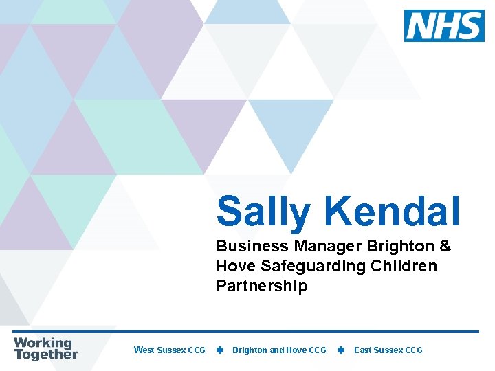Sally Kendal Business Manager Brighton & Hove Safeguarding Children Partnership West Sussex CCG Brighton