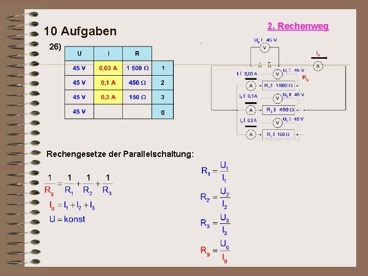 10 Aufgaben 26) Rechengesetze der Parallelschaltung: 2. Rechenweg 