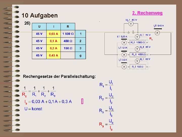 10 Aufgaben 26) Rechengesetze der Parallelschaltung: 2. Rechenweg 