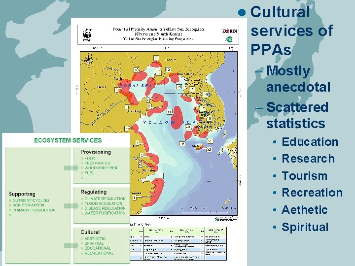 l Cultural , services of PPAs – Mostly anecdotal – Scattered statistics • •