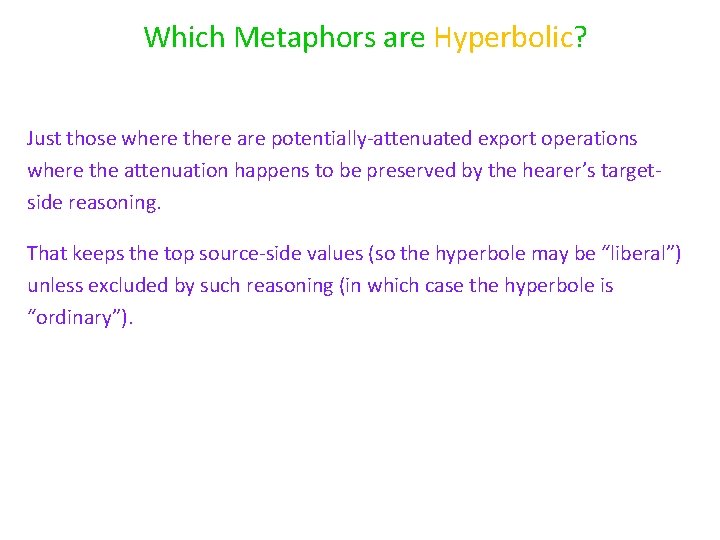 Which Metaphors are Hyperbolic? Just those where there are potentially-attenuated export operations where the