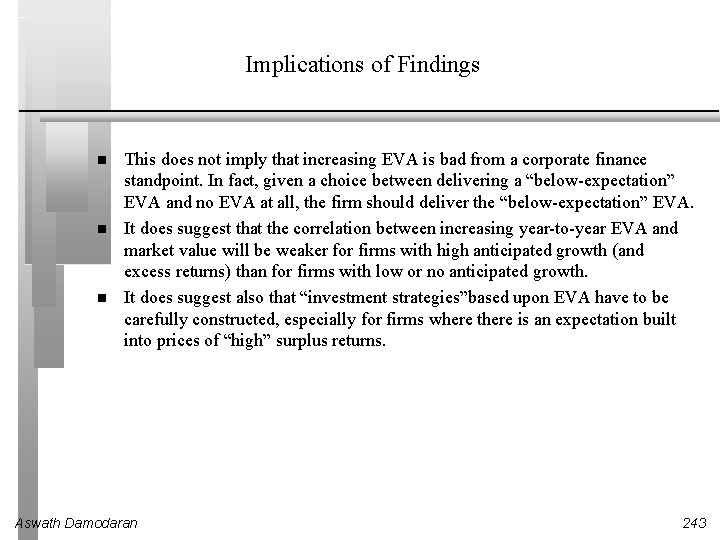 Implications of Findings This does not imply that increasing EVA is bad from a