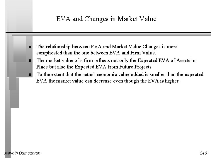 EVA and Changes in Market Value The relationship between EVA and Market Value Changes