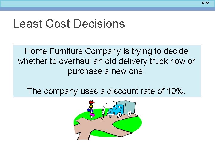 13 -67 Least Cost Decisions Home Furniture Company is trying to decide whether to