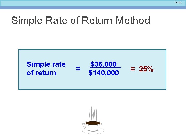 13 -84 Simple Rate of Return Method Simple rate of return = $35, 000