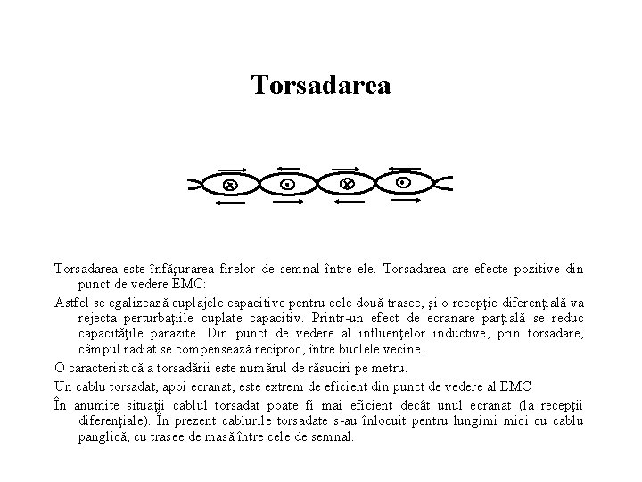 Torsadarea este înfăşurarea firelor de semnal între ele. Torsadarea are efecte pozitive din punct