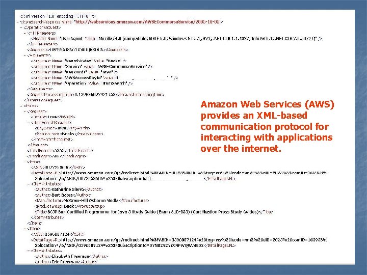 Amazon Web Services (AWS) provides an XML-based communication protocol for interacting with applications over