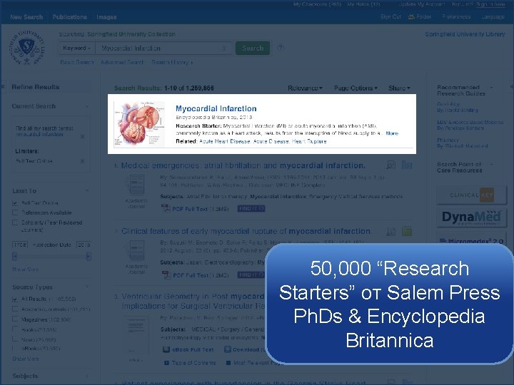 50, 000 “Research Starters” от Salem Press Ph. Ds & Encyclopedia Britannica 