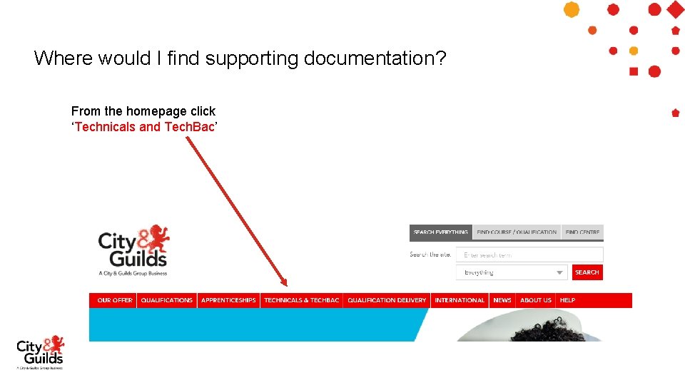 Where would I find supporting documentation? From the homepage click ‘Technicals and Tech. Bac’