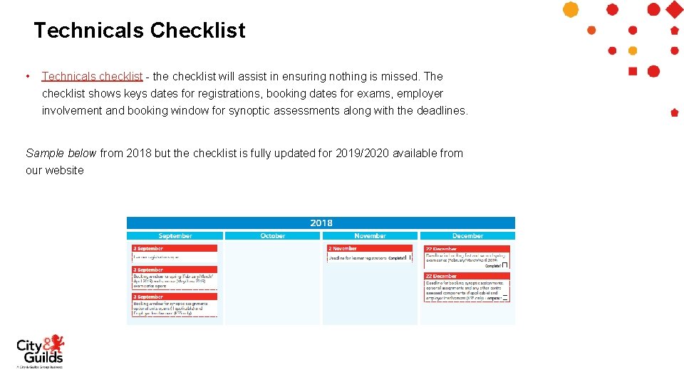 Technicals Checklist • Technicals checklist - the checklist will assist in ensuring nothing is