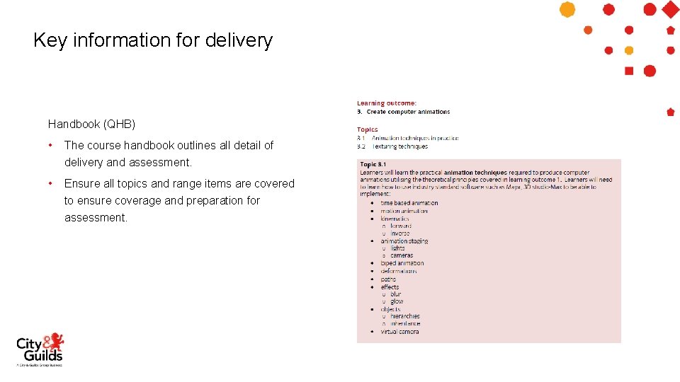 Key information for delivery Handbook (QHB) • The course handbook outlines all detail of