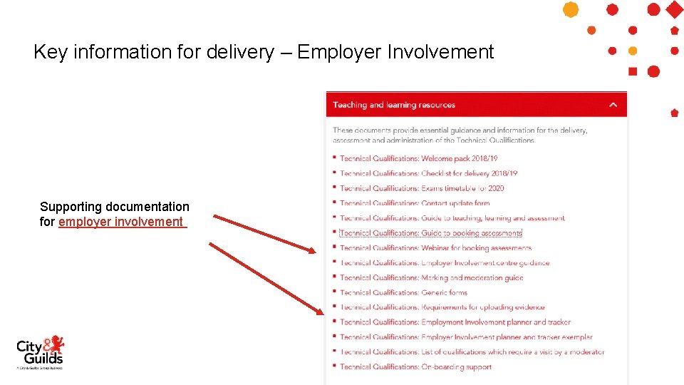 Key information for delivery – Employer Involvement Supporting documentation for employer involvement 