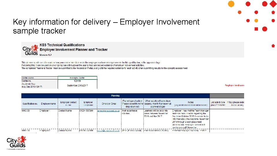 Key information for delivery – Employer Involvement sample tracker 