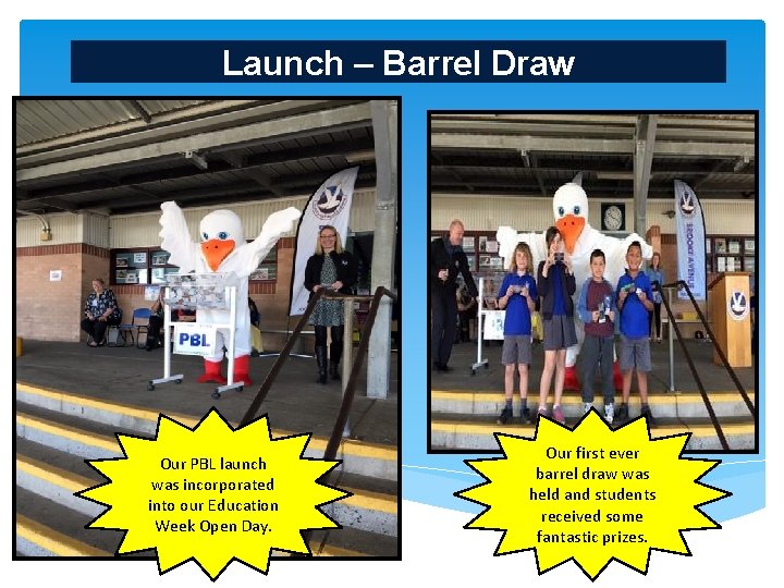 Launch – Barrel Draw Our PBL launch was incorporated into our Education Week Open