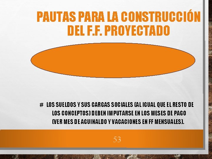 PAUTAS PARA LA CONSTRUCCIÓN DEL F. F. PROYECTADO SUELDOS DISTRIBUIDOS DE FORMA LINEAL #