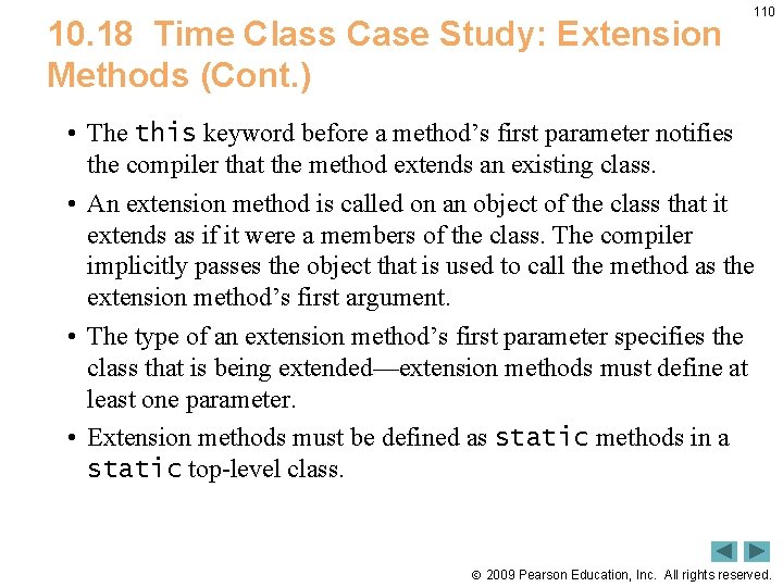 10. 18 Time Class Case Study: Extension Methods (Cont. ) 110 • The this