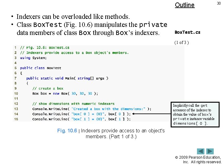 Outline • Indexers can be overloaded like methods. • Class Box. Test (Fig. 10.