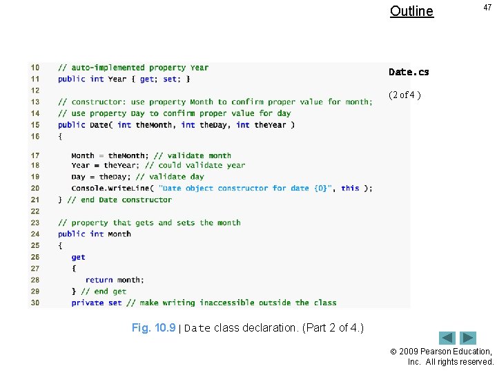 Outline 47 Date. cs (2 of 4 ) Fig. 10. 9 | Date class