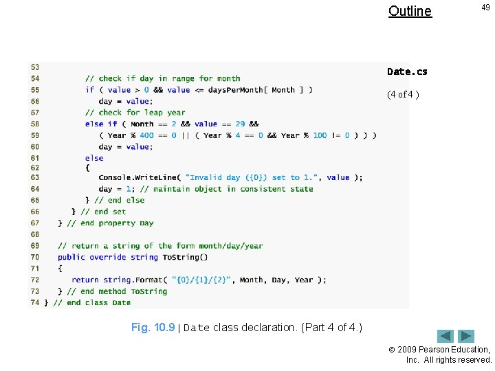 Outline 49 Date. cs (4 of 4 ) Fig. 10. 9 | Date class