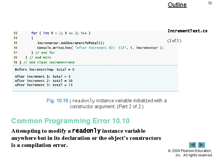 Outline 70 Increment. Test. cs (2 of 3 ) Fig. 10. 15 | readonly