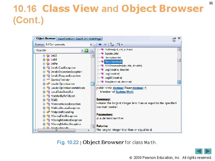 10. 16 Class View and Object Browser (Cont. ) 98 Fig. 10. 22 |