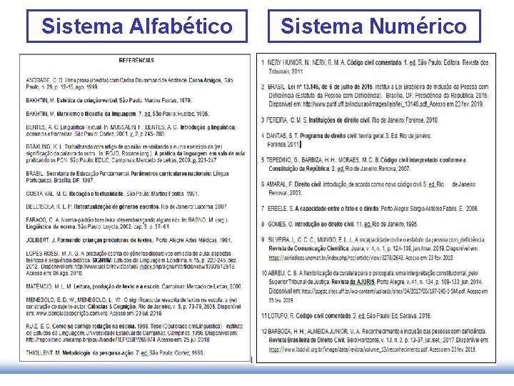 Sistema Alfabético Sistema Numérico 