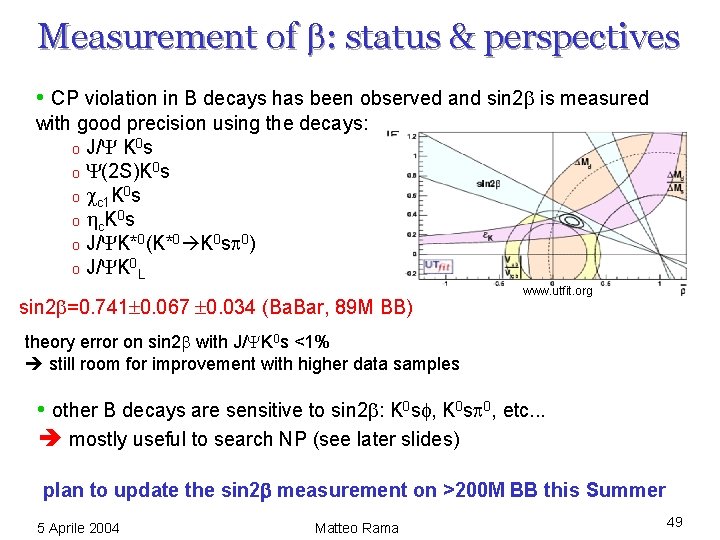 Measurement of b: status & perspectives • CP violation in B decays has been