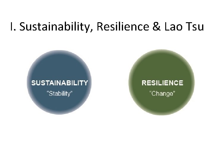 I. Sustainability, Resilience & Lao Tsu 