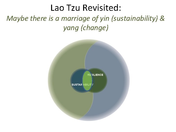 Lao Tzu Revisited: Maybe there is a marriage of yin (sustainability) & yang (change)