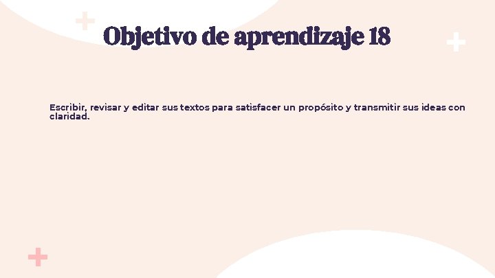 Objetivo de aprendizaje 18 Escribir, revisar y editar sus textos para satisfacer un propósito