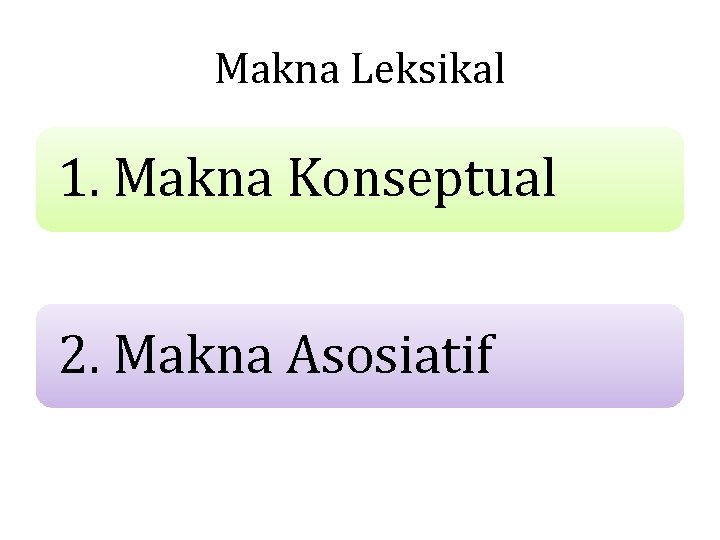Makna Leksikal 1. Makna Konseptual 2. Makna Asosiatif 