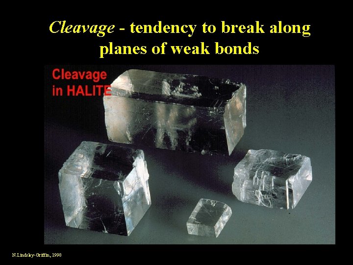 Cleavage - tendency to break along planes of weak bonds N. Lindsley-Griffin, 1998 