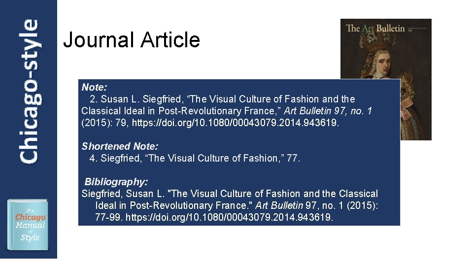 Chicago-style Journal Article Note: 2. Susan L. Siegfried, “The Visual Culture of Fashion and