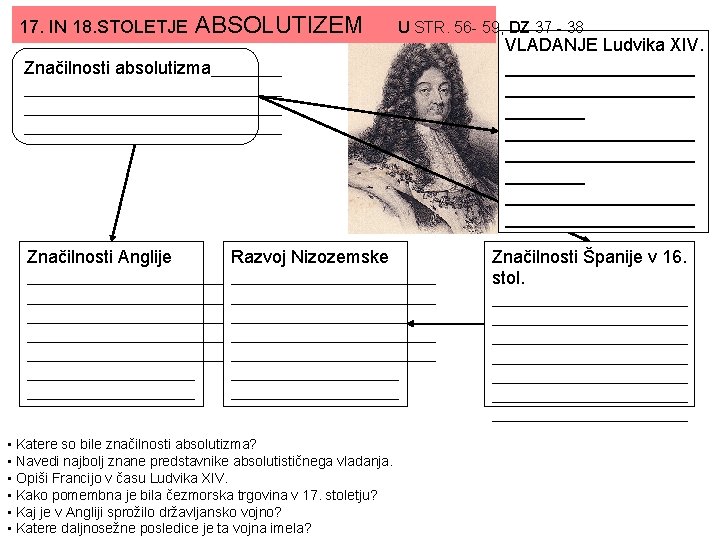 17. IN 18. STOLETJE ABSOLUTIZEM U STR. 56 - 59, DZ 37 - 38