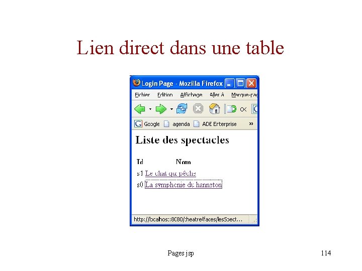 Lien direct dans une table Pages jsp 114 