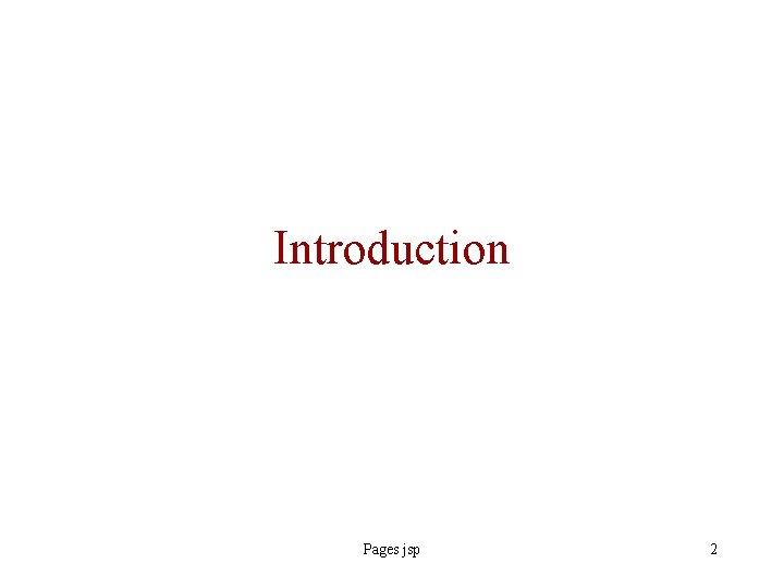 Introduction Pages jsp 2 