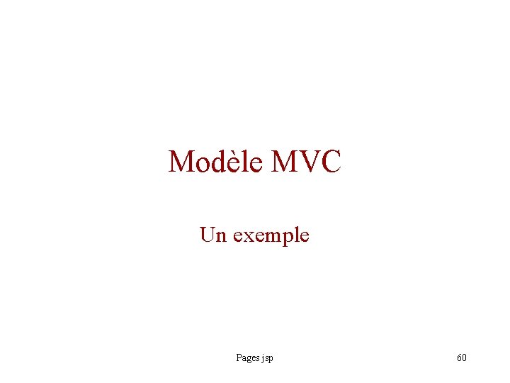 Modèle MVC Un exemple Pages jsp 60 