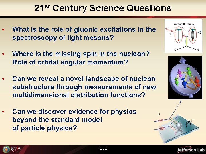 21 st Century Science Questions • What is the role of gluonic excitations in