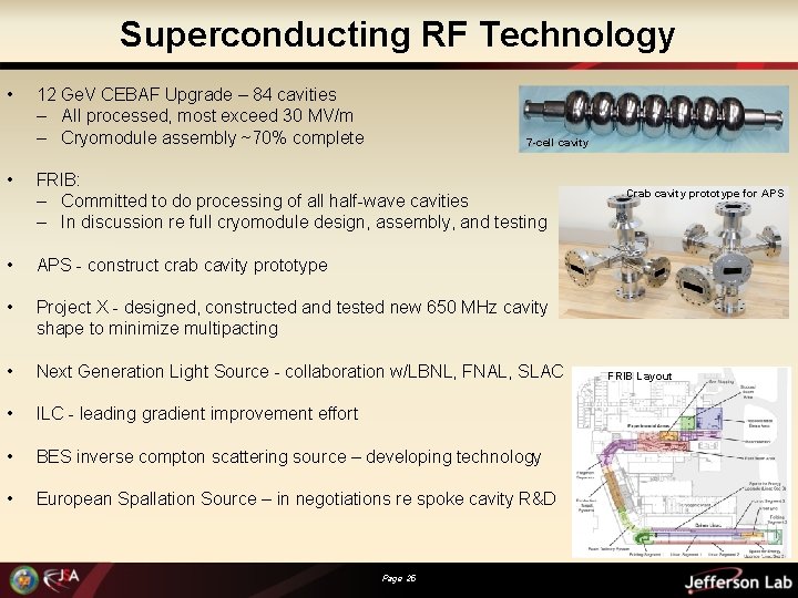 Superconducting RF Technology • 12 Ge. V CEBAF Upgrade – 84 cavities – All