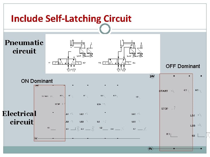 Include Self-Latching Circuit Pneumatic circuit OFF Dominant ON Dominant Electrical circuit Include Self-Latching Circuit Pneumatic circuit OFF Dominant ON Dominant Electrical circuit