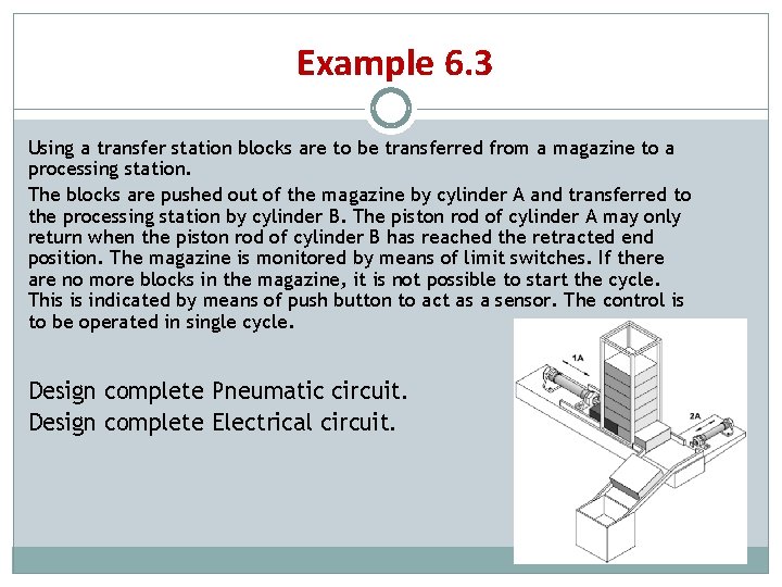 Example 6. 3 Using a transfer station blocks are to be transferred from a